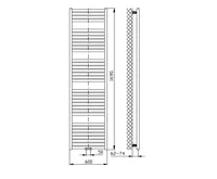 AQUALINE TONDI otopné těleso rovné 600x1690 mm, středové připojení, černá mat (7)
