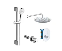 Sprchová sada s termostatickou tlačítkovou podomítkovou baterií - 2 - cestná - oválný kryt