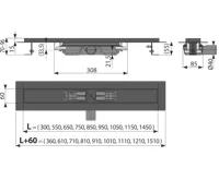 ALCAPLAST Sprchový liniový žlab nerezový, s okrajem, pro perforovaný rošt, černá-mat, délka 1450 mm APZ101BLACK-1450 (1)