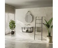 SAPHO ORBITER kulaté zrcadlo s LED osvětlením ø 70cm, kožený pásek, černá mat (3)