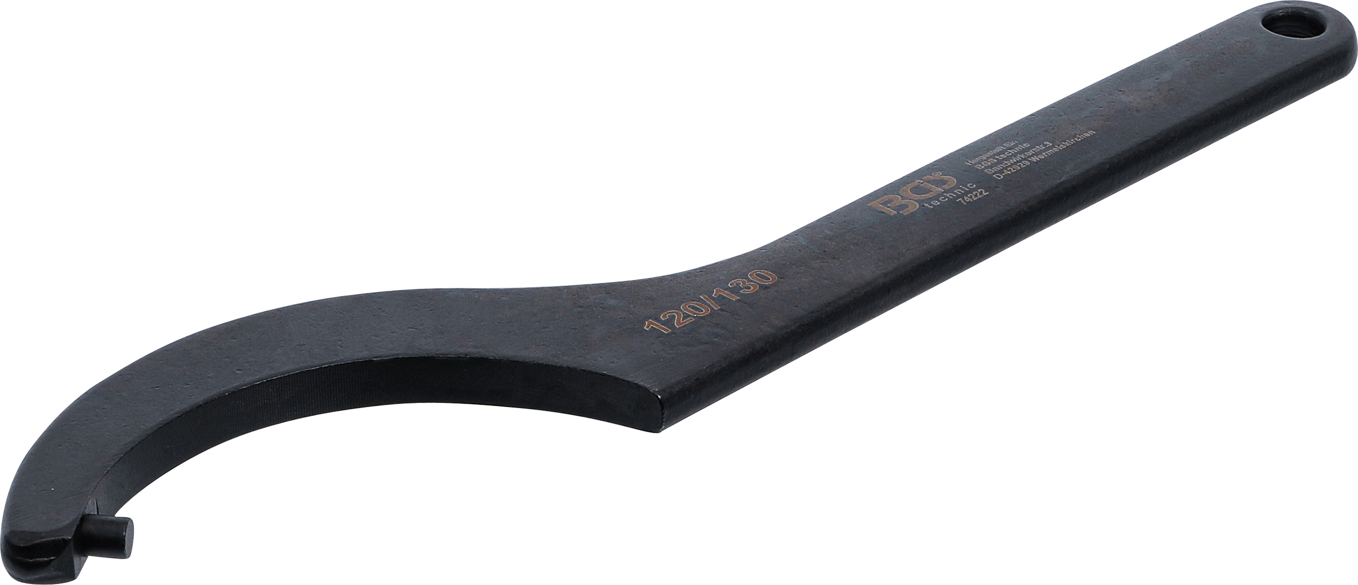Bgs hákový klíč s čepem ,  120 - 130 mm - bgs 74222