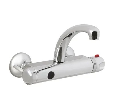 SANELA Automatická nástěnná termostatická baterie, rozteč 150 mm, 9V, SLU 25B