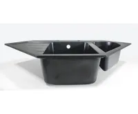 GRANISIL TARAGONA 965.10R Rohový granitový dřez s odkapem, černý granit (8)