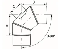 Almeva Koleno 0-90° nastavitelné s čistícím otvorem - ø130