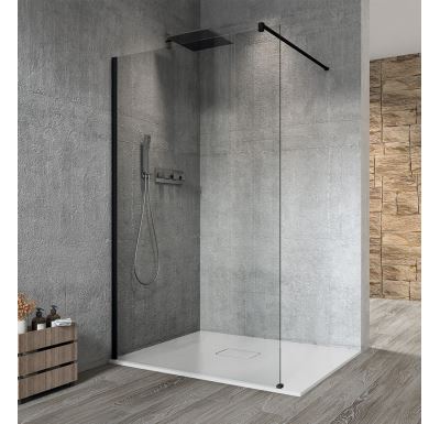 GELCO VARIO BLACK jednodílná sprchová zástěna k instalaci ke stěně, čiré sklo, 900 mm