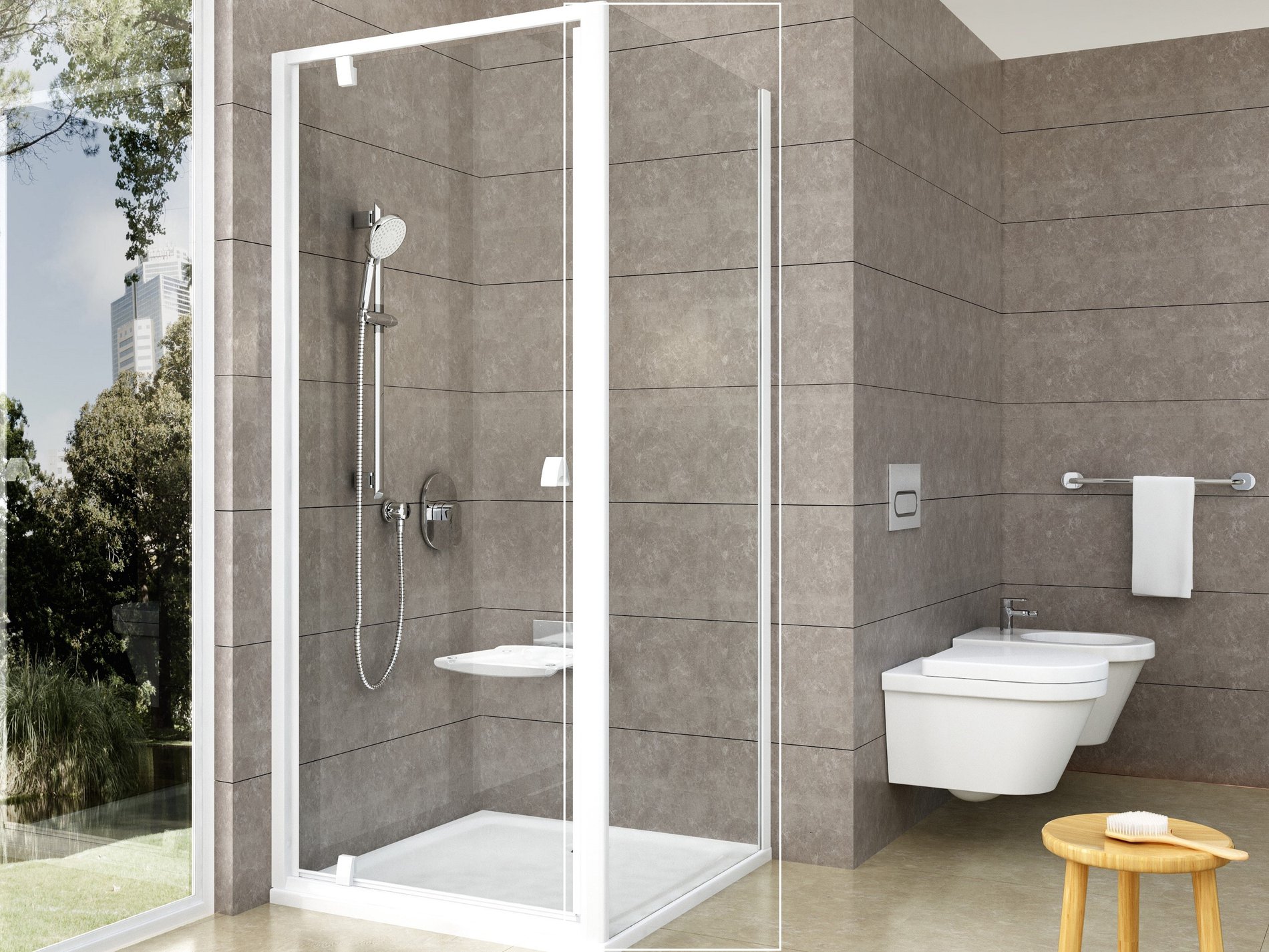 Ravak pevná stěna pivot pps-90 bílá+transparent