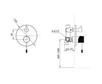 SAPHO SOLARIS podomítková sprchová baterie, 2 výstupy, černá mat (2)