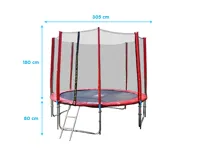 GoodJump 4UPVC červená trampolína 305 cm s ochrannou sítí + žebřík + krycí plachta (1)