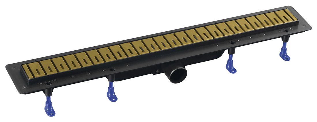 Polysan klaver podlahový žlab s nerezovým roštem, l-910, dn50, zlato mat