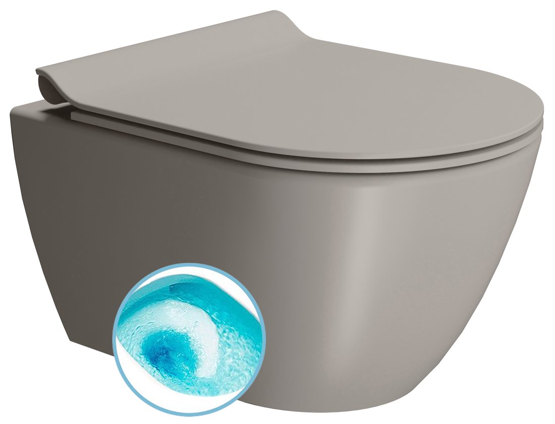 Gsi pura závěsná wc mísa, swirlflush, 36x50cm, tortora dual-mat