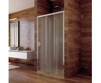 LIMA Sprchové dveře, trojdílné, zasunovací, 80x190 cm, chrom ALU, sklo Point, žlab ke stěně (1)