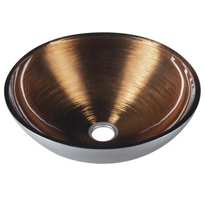SAPHO MURANO WENGE skleněné umyvadlo na desku, průměr 40cm, měď/stříbrná