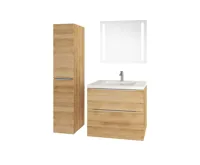 Mailo, koupelnová skříňka, umyvadlo z litého mramoru, dub, 2 zásuvky, 610x700x480 mm (9)