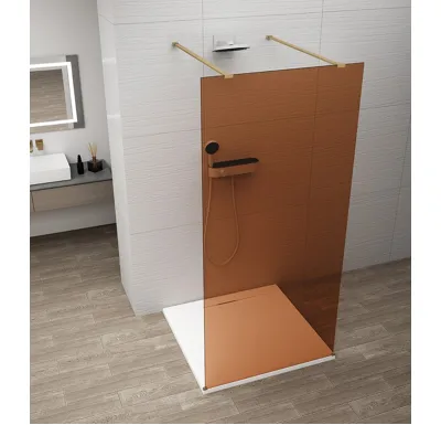 POLYSAN ESCA GOLD MATT jednodílná sprchová zástěna do prostoru, sklo Marron, 1200 mm