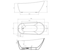 AQUALINE TISA volně stojící vana, 170x80cm, bílá (9)