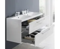 Koupelnová skříňka s dvouumyvadlem z litého maramoru, 120cm,  bílá/bílá (7)