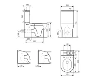 AQUALINE JALTA HYGIE WC kombi s umývátkem, Rimless, spodní/zadní odpad, bílá (10)