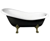 POLYSAN RETRO volně stojící vana 147x69,5x67,5cm, nohy bronz, černá/bílá (6)