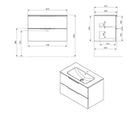 SAPHO CIRASA umyvadlová skříňka 79,8x52x46cm, bílá lesk (9)