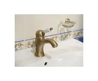 SAPHO KIRKÉ WHITE stojánková umyvadlová baterie s výpustí, bílá páčka, bronz (1)