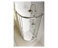 GELCO ANTIQUE čtvrtkruh. zástěna 900x900, posuvné dveře dvoukřídlé, ČIRÉ sklo, bronz (1)