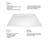 Čtvercová sprchová vanička, 90x90x3 cm,včetně sifonu, bez nožiček, litý mramor (4)