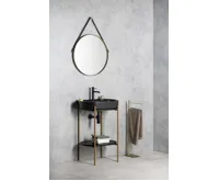 SAPHO ORBITER kulaté zrcadlo s koženým páskem ø 60cm, zlato mat (3)