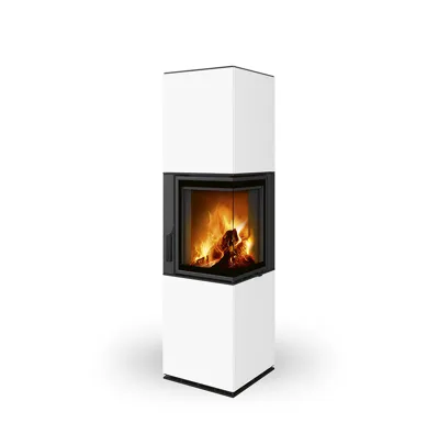 ROMOTOP Rohový designový krb s děleným sklem  HARMONY R HA Keramika, pravý