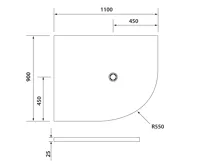 POLYSAN FLEXIA vanička z litého mramoru čtvrtkruh, s možností úpravy rozměru, 110x90cm, R550, levá (2)