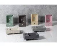 SAPHO PICCOLINO betonové umývátko 30,8x17cm, baterie vpravo, růžová mat (10)