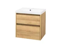 Opto, koupelnová skříňka, umyvadlo z litého mramoru, dub, 2 zásuvky, 610x580x460 mm Opto, koupelnová skříňka, umyvadlo z litého mramoru, dub, 2 zásuvky, 610x580x460 mm