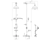 SAPHO VIENNA sprchový sloup s pákovou baterií, mýdlenka, 1291mm, bronz (3)
