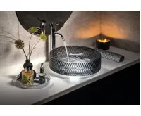 SAPHO MARAGUA skleněné gravírované umyvadlo na desku Ø 39,5cm, černá (7)