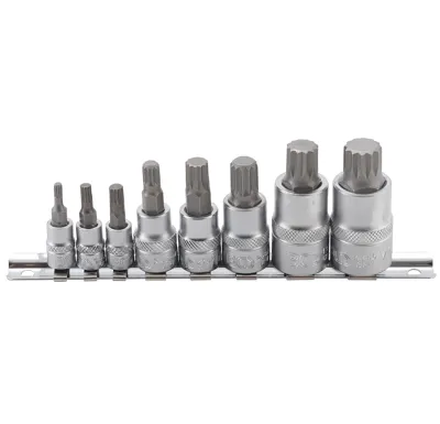 BGS Hlavice zástrčné 1/4"+3/8"+1/2" XZN profil M4 - M16, 8 dílů
