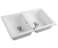 SAPHO Granitový dvojdřez, 78x47,5cm, bílá (3)