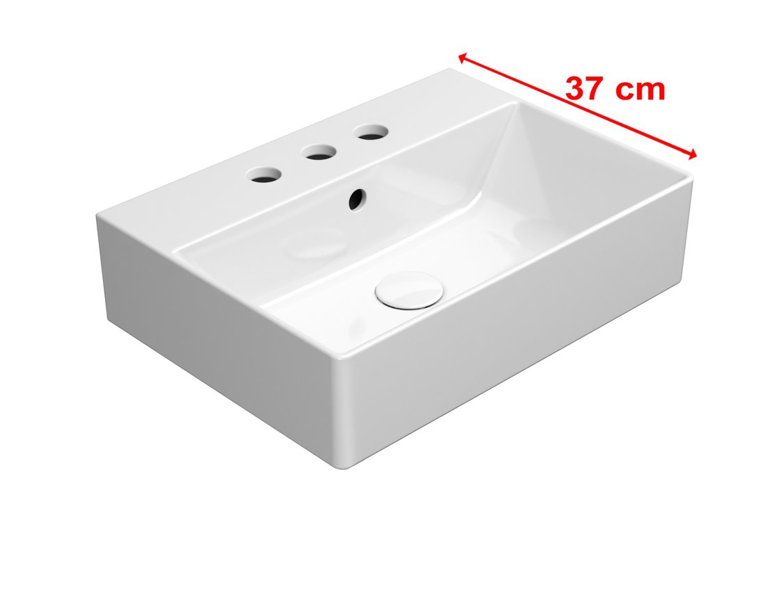 Gsi kube x keramické umyvadlo 50x37cm, broušená spodní hrana, 3 otvory, bílá extraglaze