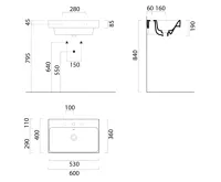 GSI NUBES keramické umyvadlo 60x40cm, bez otvoru, bílá ExtraGlaze (5)