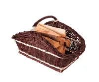 HS Flamingo Koš na dřevo proutěný rovný, tmavý prošívaný (2)