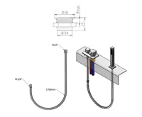 SAPHO Sprchová průchodka na okraj vany včetně hadice F1/2"-M3/8" , hranatá, chrom (5)