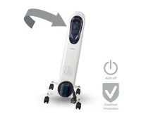 Přenosný Olejový Radiátor | 800 / 1200 / 2000 W | 9 Fins | Nastavitelný termostat | 3 Nastavení Teploty | Ochrana proti převrácení | Bílá (9)