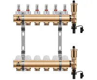 WIGELL Mosazný rozdělovač 6 okruhů, pro podlahového topení s hlavicemi a průtokoměry WIGELL Mosazný rozdělovač 6 okruhů, pro podlahového topení s hlavicemi a průtokoměry