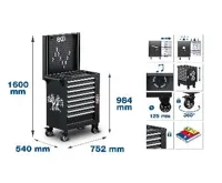 BGS Dílenský vozík, 8 zásuvek, se 263 nástroji (1)