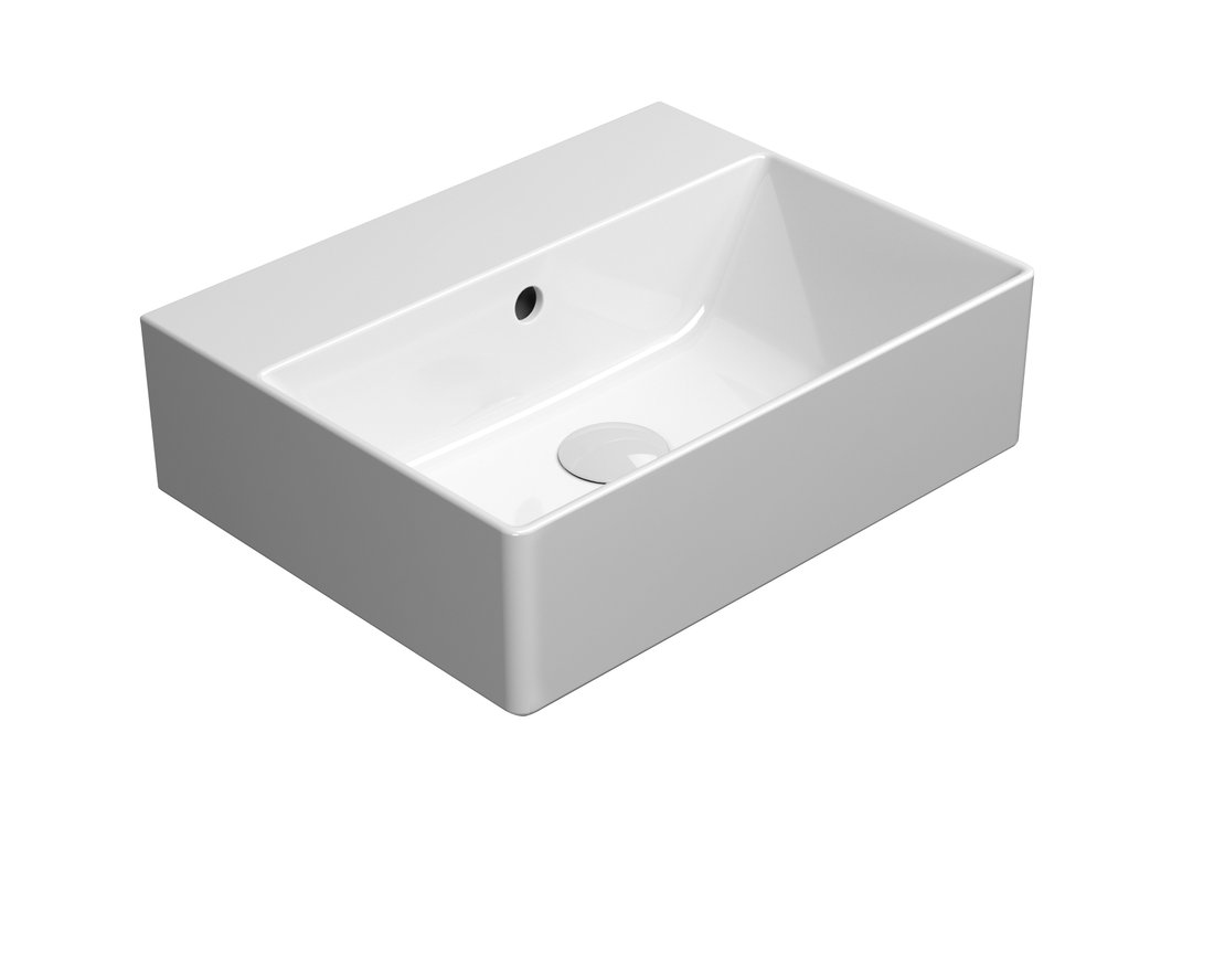 Gsi kube x keramické umyvadlo 45x35cm, broušená spodní hrana, bez otvoru, bílá extraglaze
