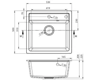 SAPHO Granitový vestavný dřez mono, 53x50cm, béžová (5)
