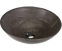 SAPHO BLOK 1 kamenné umyvadlo na desku Ø 40cm, matný tmavý kámen