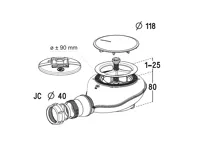 Sifon pro sprchové vaničky Turboflow 2 s vylisovaným těsněním, ⌀90 mm (1)