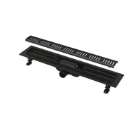 ALCAPLAST Podlahový žlab s okrajem pro perforovaný rošt, černá-mat APZ10BLACK-650M