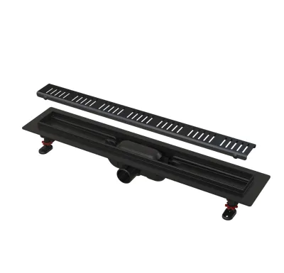 ALCAPLAST Sprchový liniový žlab plastový, s okrajem a perforovaným roštem, černá-mat, délka 650 mm APZ10BLACK-650M