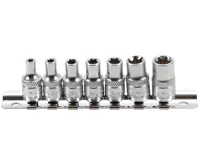 BGS Nástrčné hlavice E-profil, 6,3 mm (1/4&quot;), E4 - E11, 7dílná sada na kolejnici