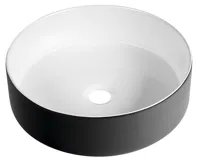 SAPHO FIASTRA keramické umyvadlo na desku, Ø 40cm, bílá/černá mat